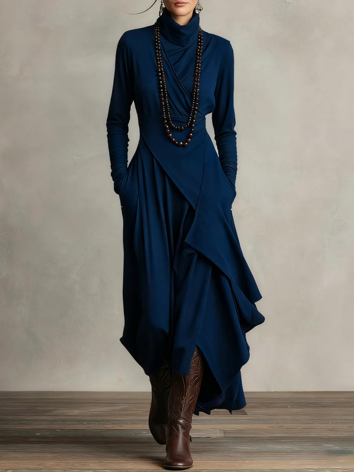 Ondine | Asymmetric Roll-Neck Maxi Dress