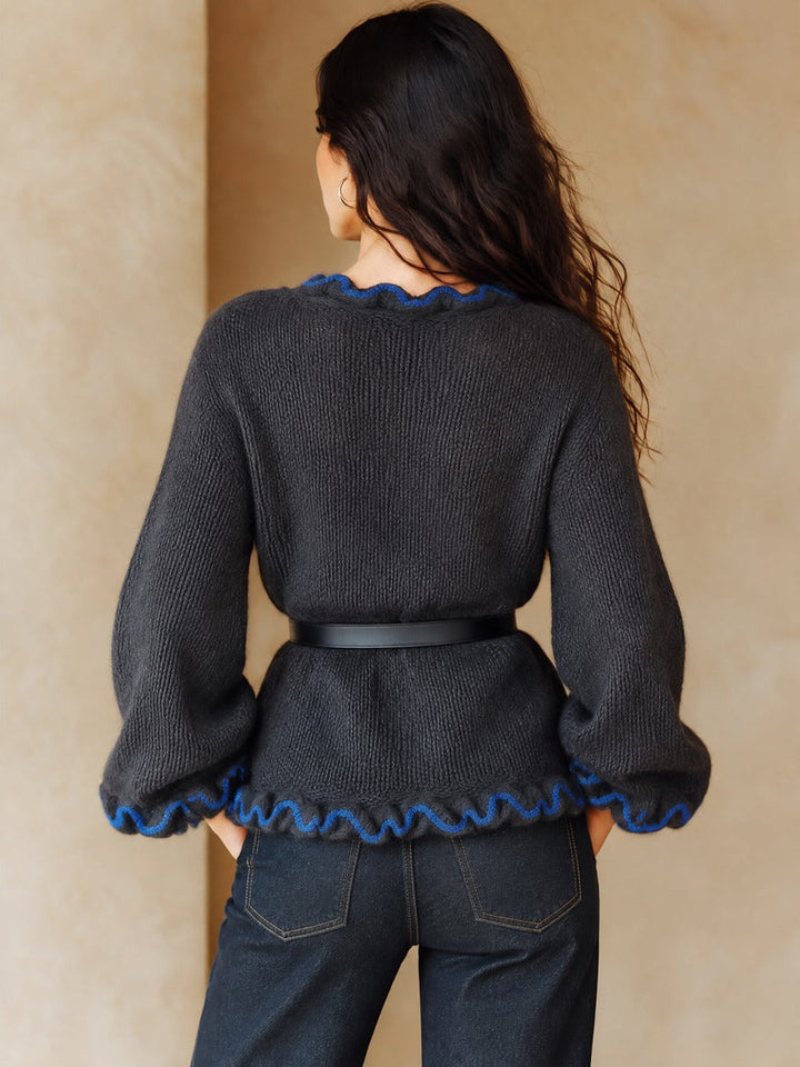 Sybil | Ruffle-Trim Bell-Sleeve Sweater