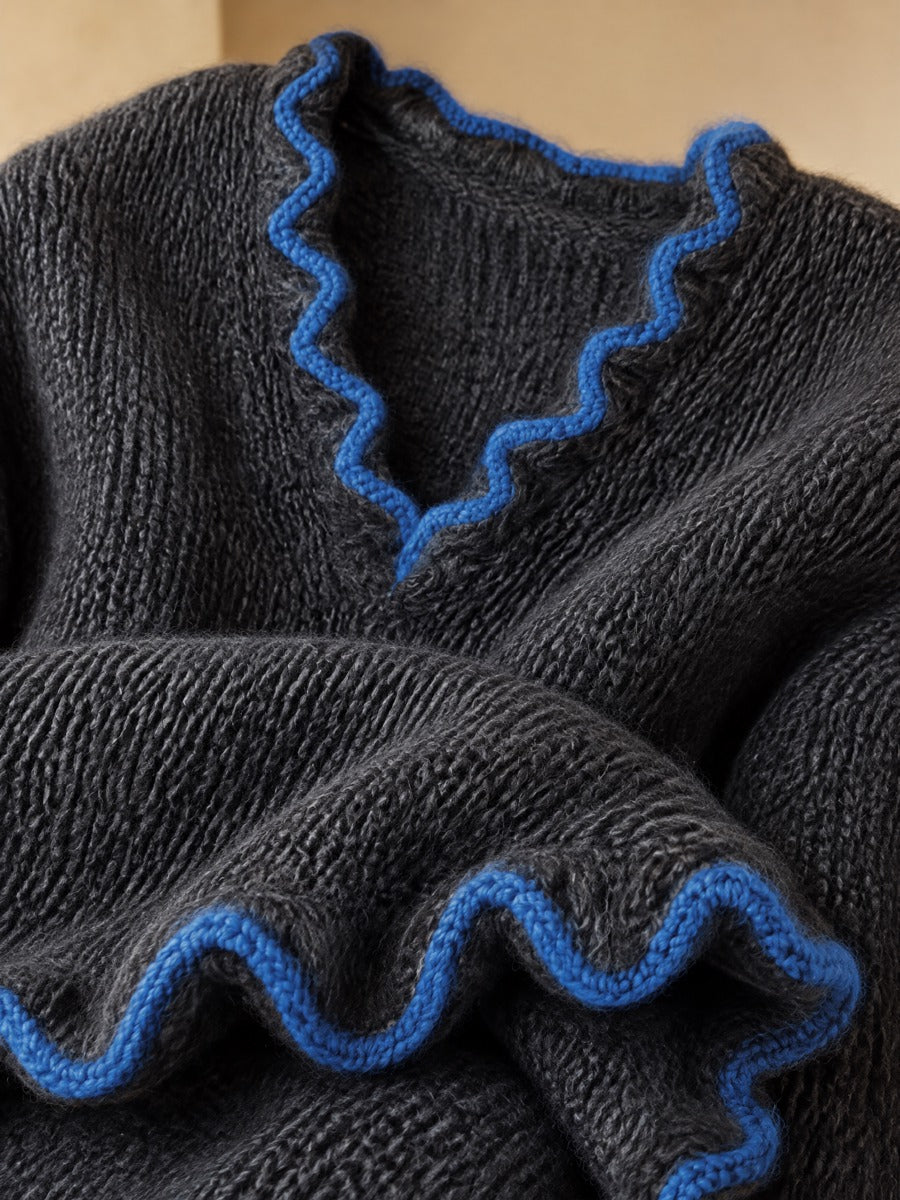 Sybil | Ruffle-Trim Bell-Sleeve Sweater