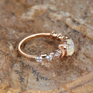 Opal-Look Crescent Moon Ring