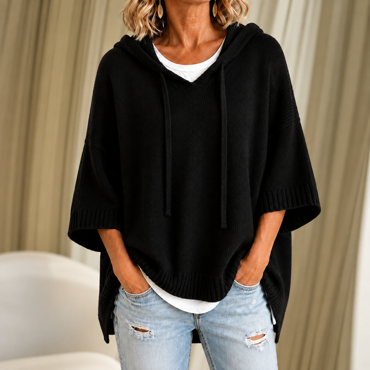Oriana | Hooded Knit Poncho