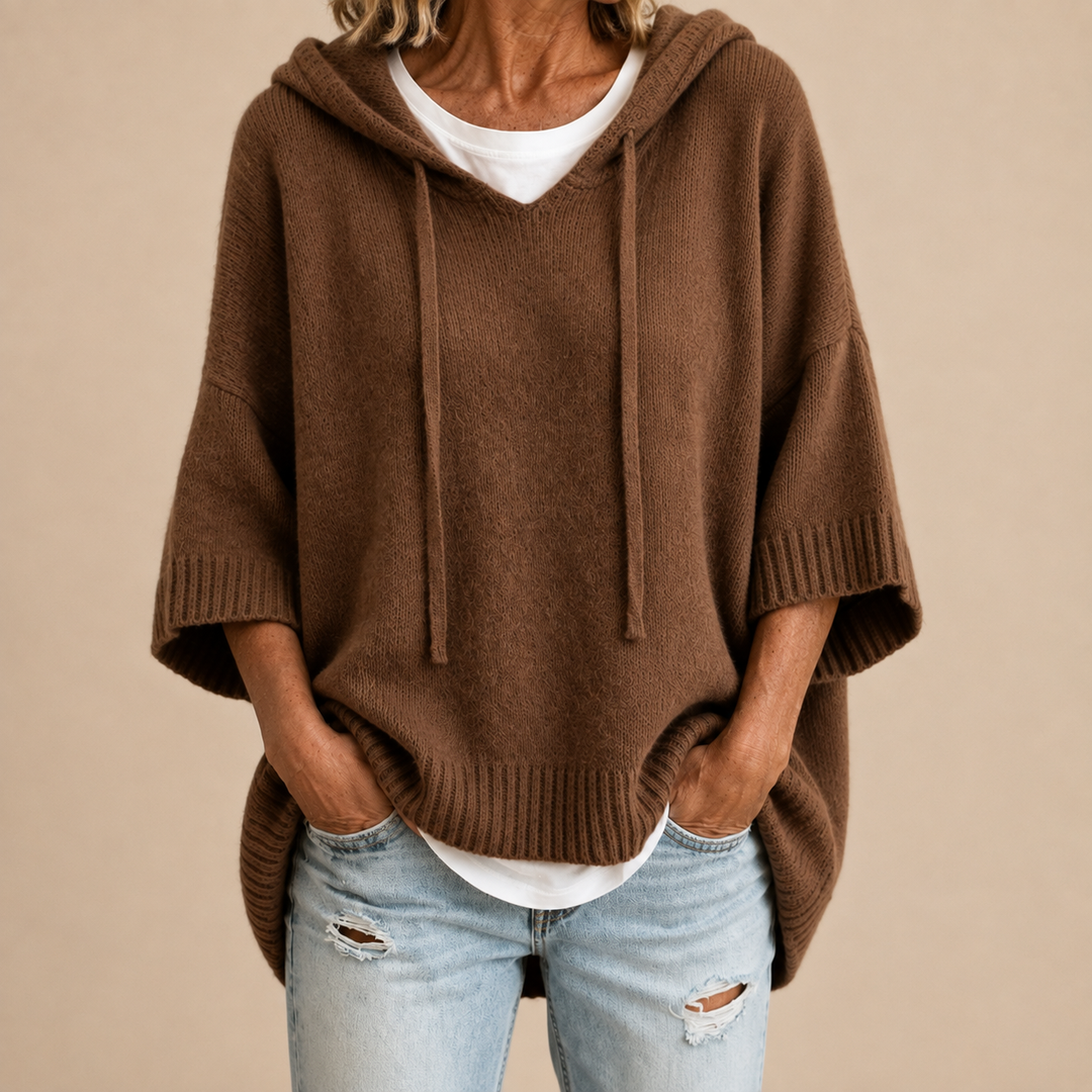 Oriana | Hooded Knit Poncho