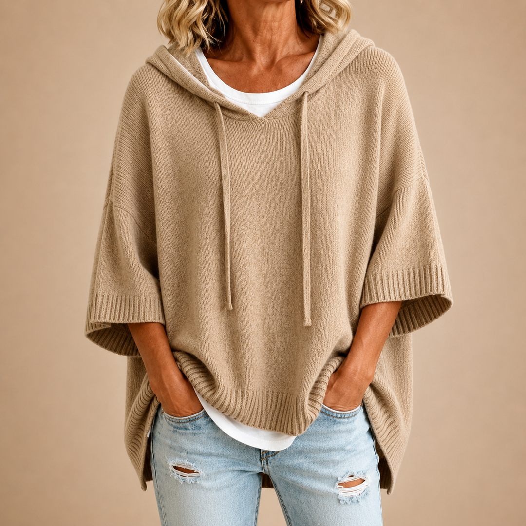 Oriana | Hooded Knit Poncho