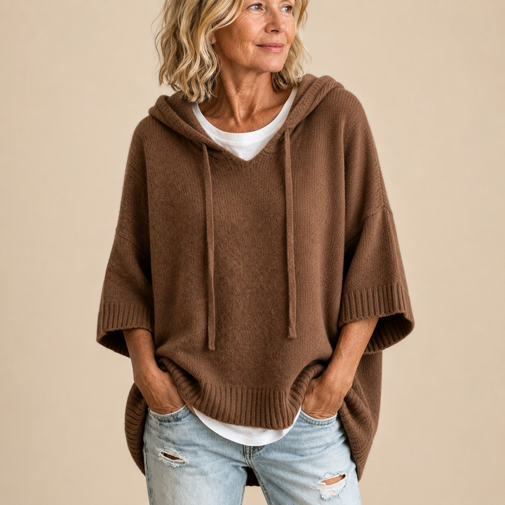Oriana | Hooded Knit Poncho