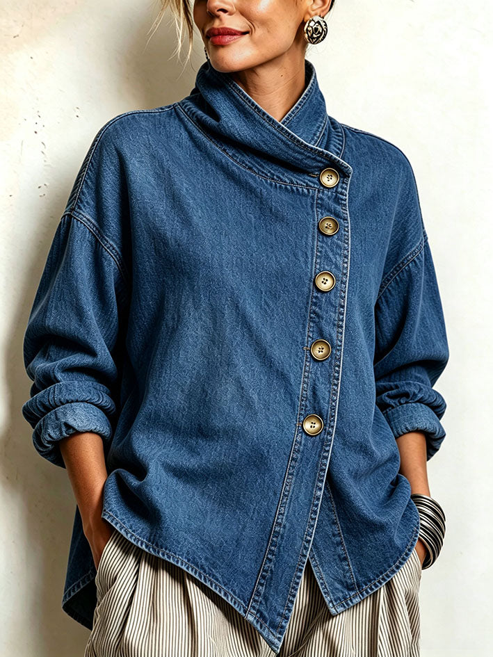 Oversized Asymmetrical Denim Shirt