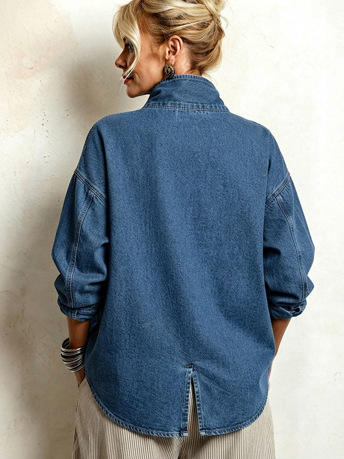Oversized Asymmetrical Denim Shirt