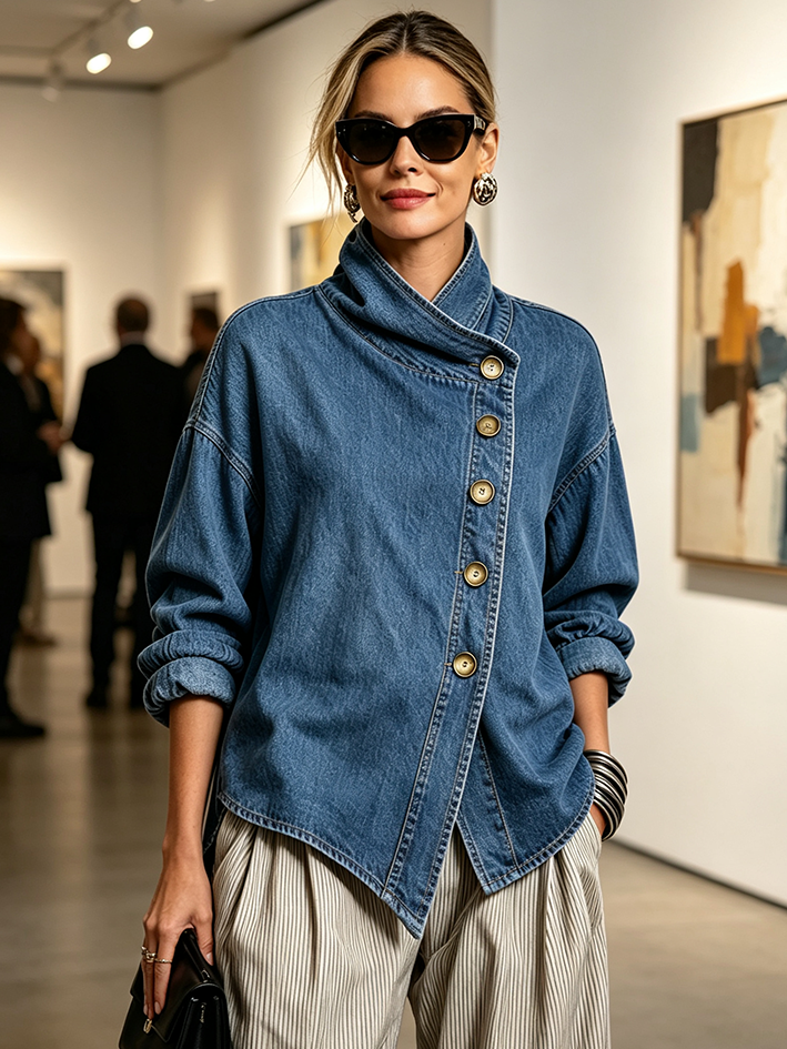 Oversized Asymmetrical Denim Shirt