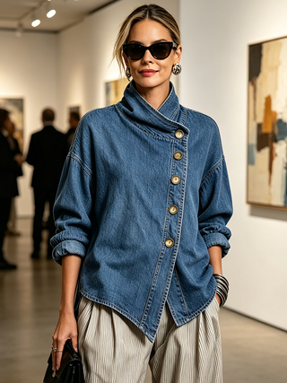Oversized Asymmetrical Denim Shirt