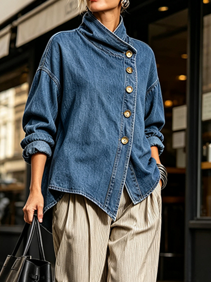 Oversized Asymmetrical Denim Shirt