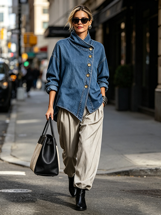 Oversized Asymmetrical Denim Shirt