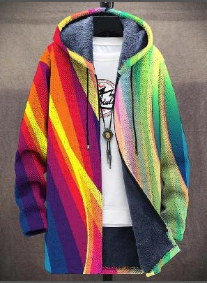 Patchwork Art Hooded Cardigan