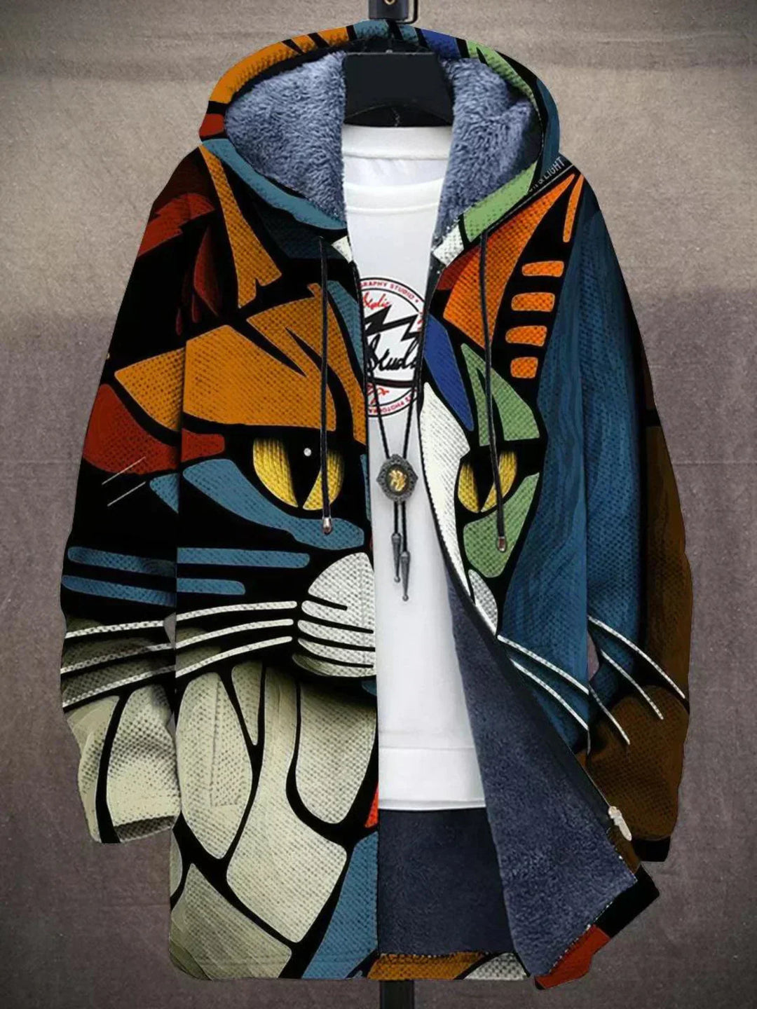 Patchwork Art Hooded Cardigan