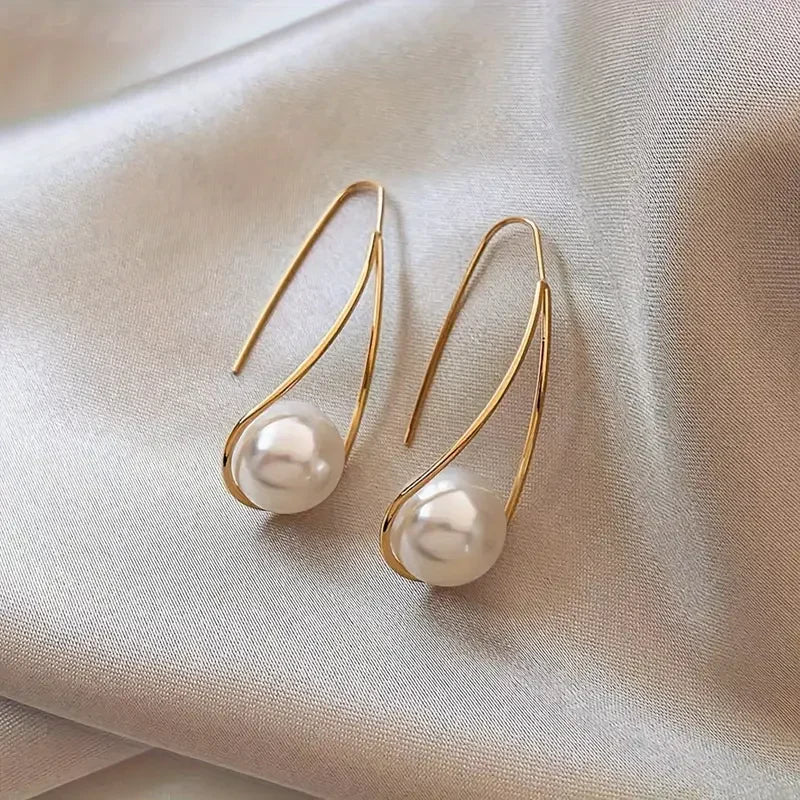 Pearl Hook Drop Earrings