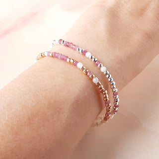 Pink Tourmaline Morse Code Bracelet