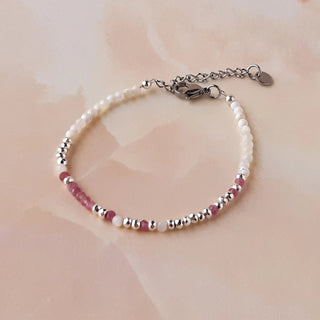 Pink Tourmaline Morse Code Bracelet