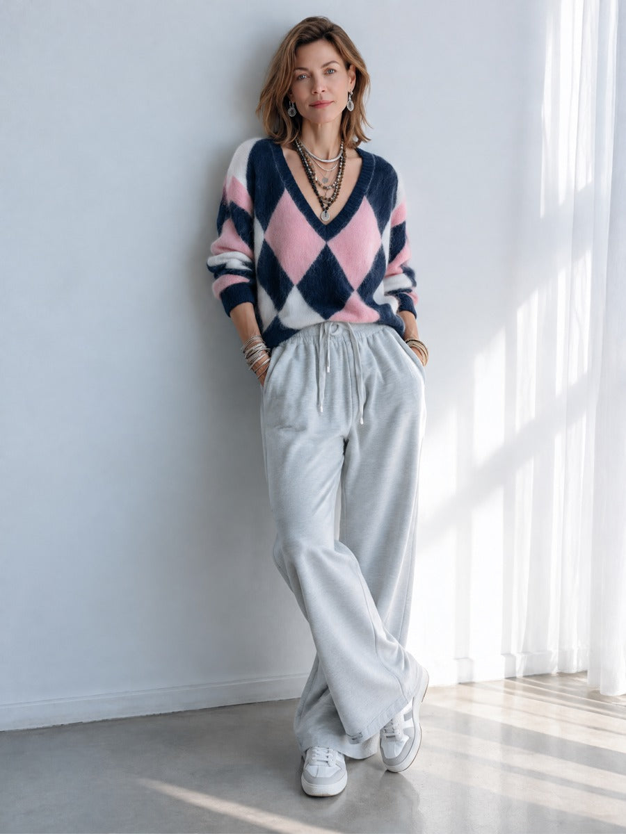 Prudence | Argyle V-Neck Sweater