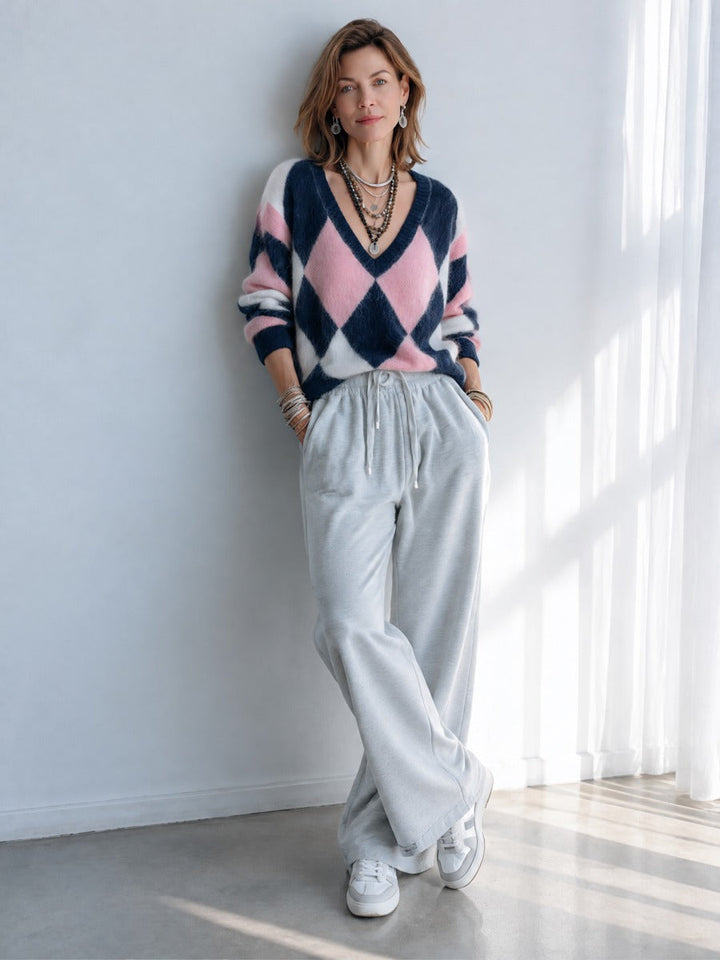 Prudence | Argyle V-Neck Sweater