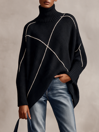 Ramona | Contrast-Line Turtleneck Sweater