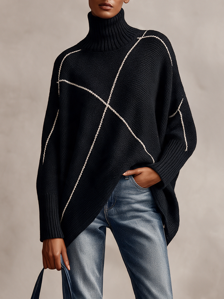 Ramona | Contrast-Line Turtleneck Sweater