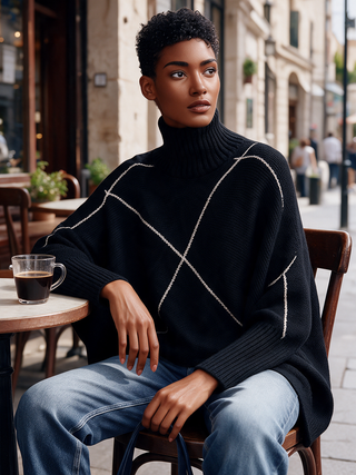 Ramona | Contrast-Line Turtleneck Sweater