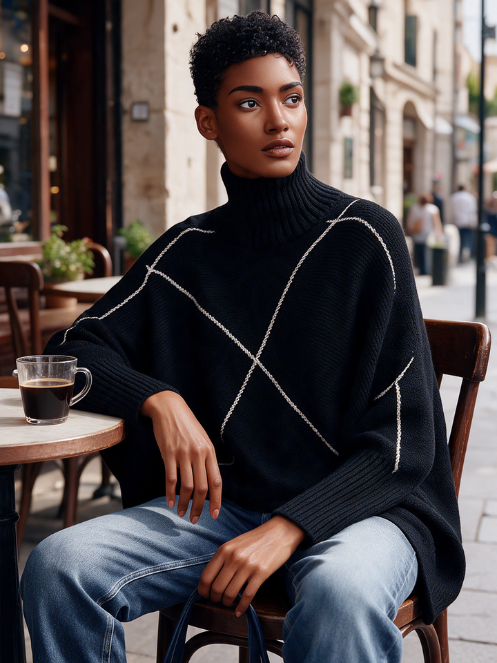 Ramona | Contrast-Line Turtleneck Sweater
