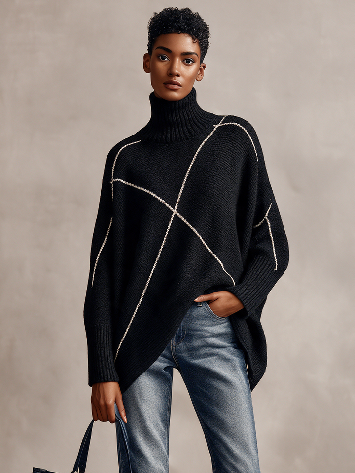 Ramona | Contrast-Line Turtleneck Sweater