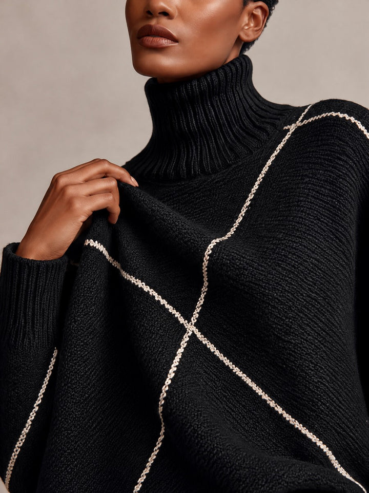 Ramona | Contrast-Line Turtleneck Sweater