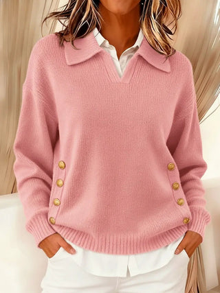 Rhea | Collared V-Neck Sweater