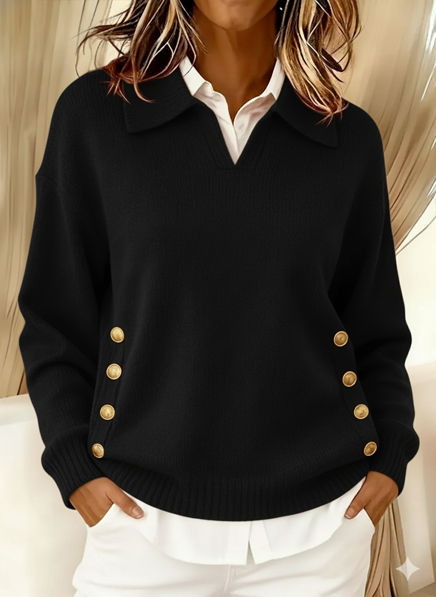 Rhea | Collared V-Neck Sweater