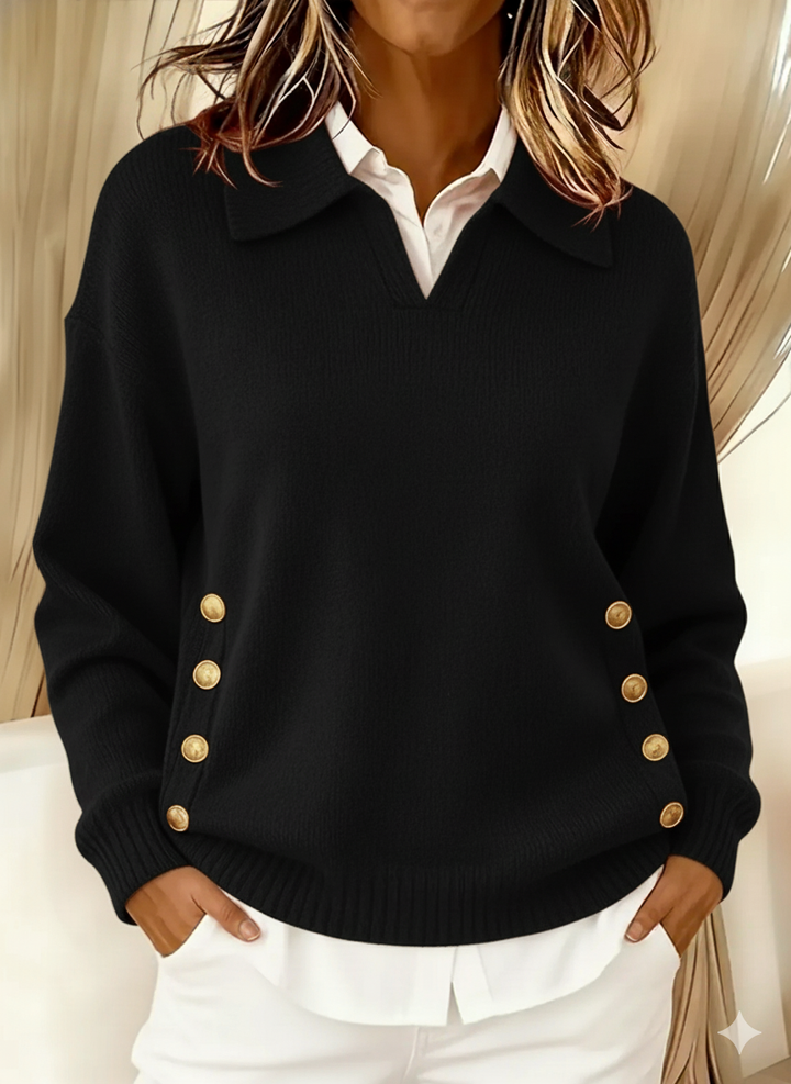 Rhea | Collared V-Neck Sweater