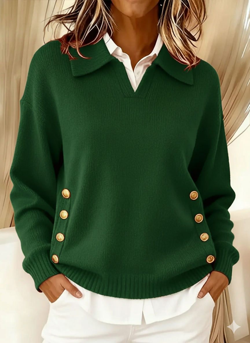 Rhea | Collared V-Neck Sweater