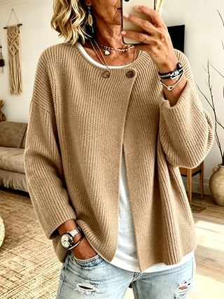 Ribbed Asymmetrical Knit Cardigan