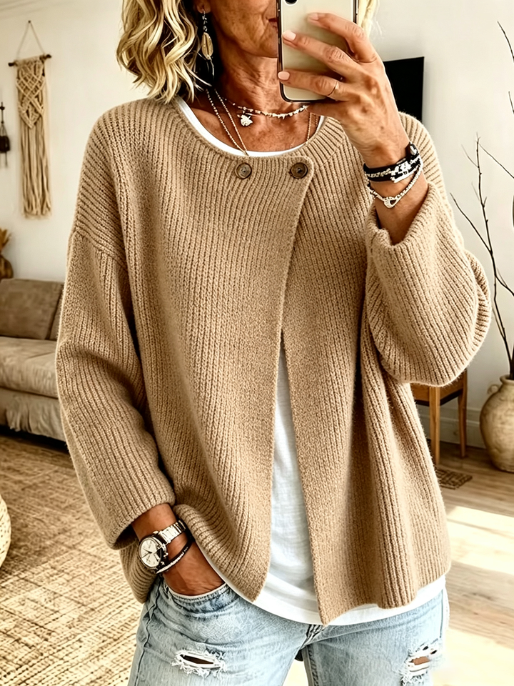 Ribbed Asymmetrical Knit Cardigan