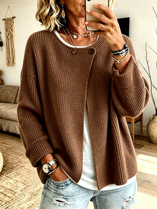 Ribbed Asymmetrical Knit Cardigan