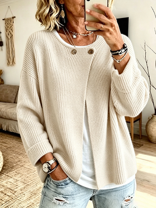 Ribbed Asymmetrical Knit Cardigan