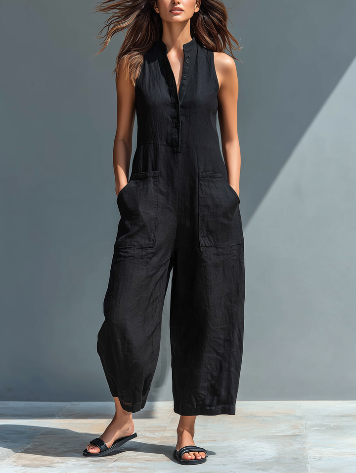 Rocio | Linen-Look Sleeveless Jumpsuit