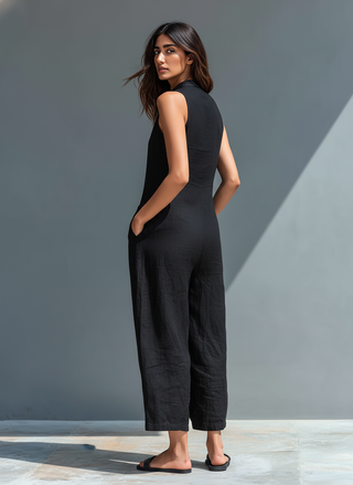 Rocio | Linen-Look Sleeveless Jumpsuit