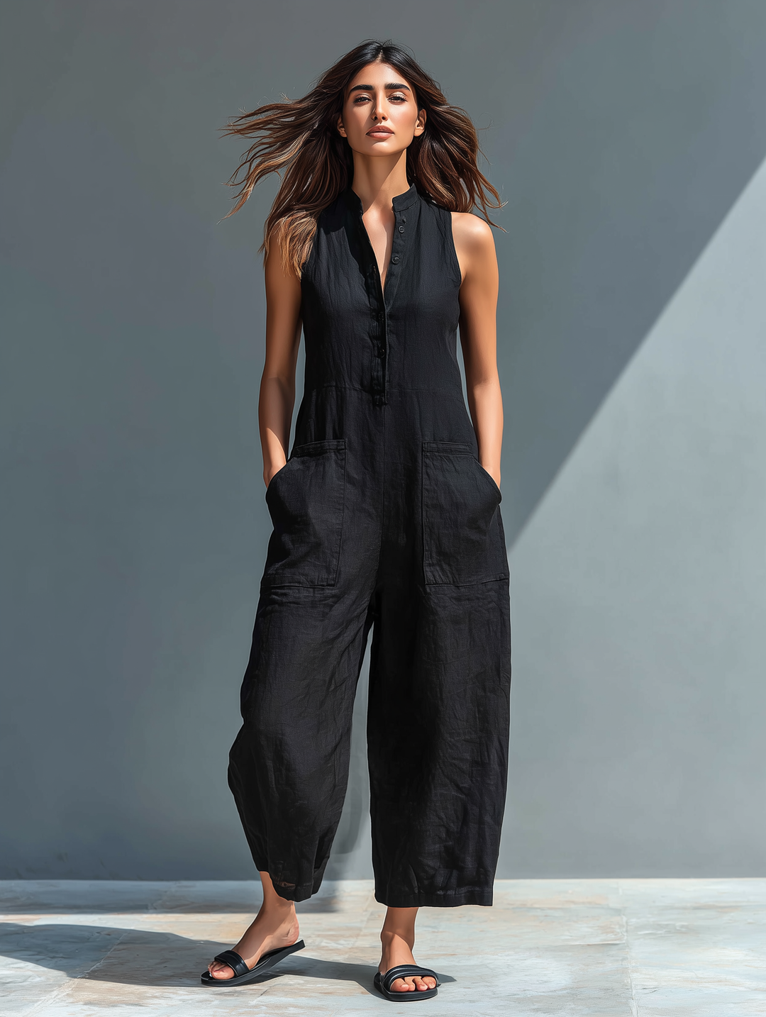 Rocio | Linen-Look Sleeveless Jumpsuit