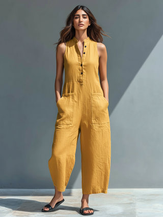 Rocio | Linen-Look Sleeveless Jumpsuit