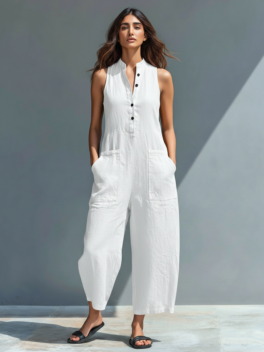 Rocio | Linen-Look Sleeveless Jumpsuit