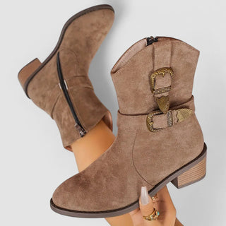 Rosa | Buckle Western Ankle Boots