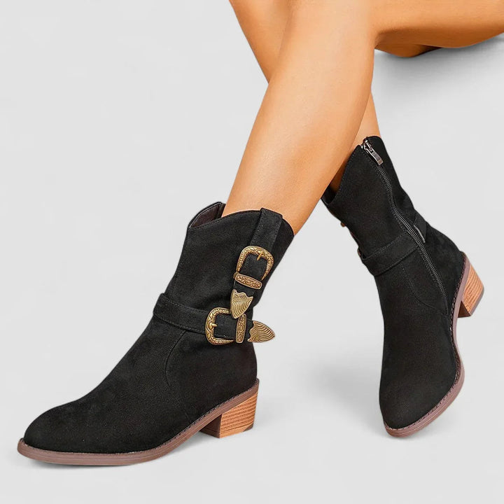 Rosa | Buckle Western Ankle Boots