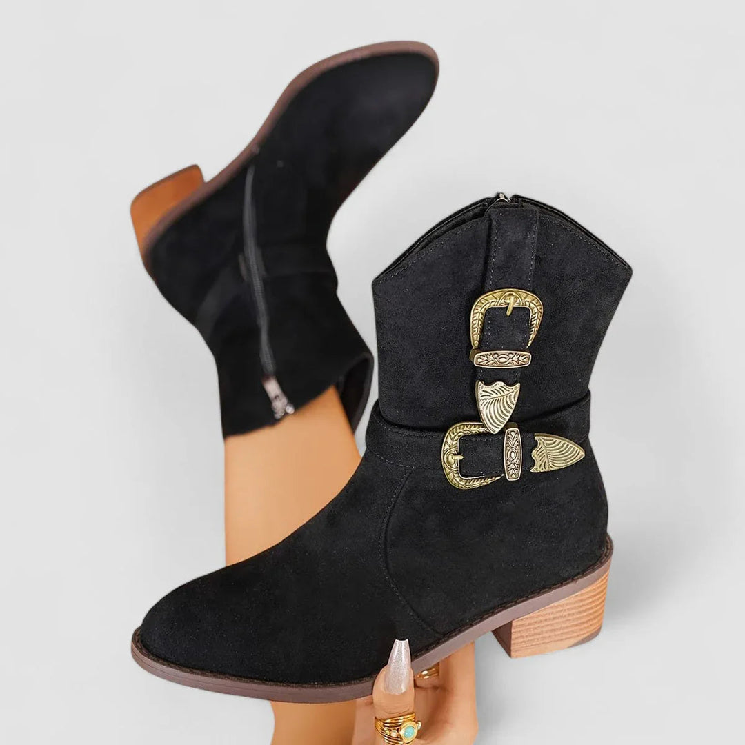 Rosa | Buckle Western Ankle Boots