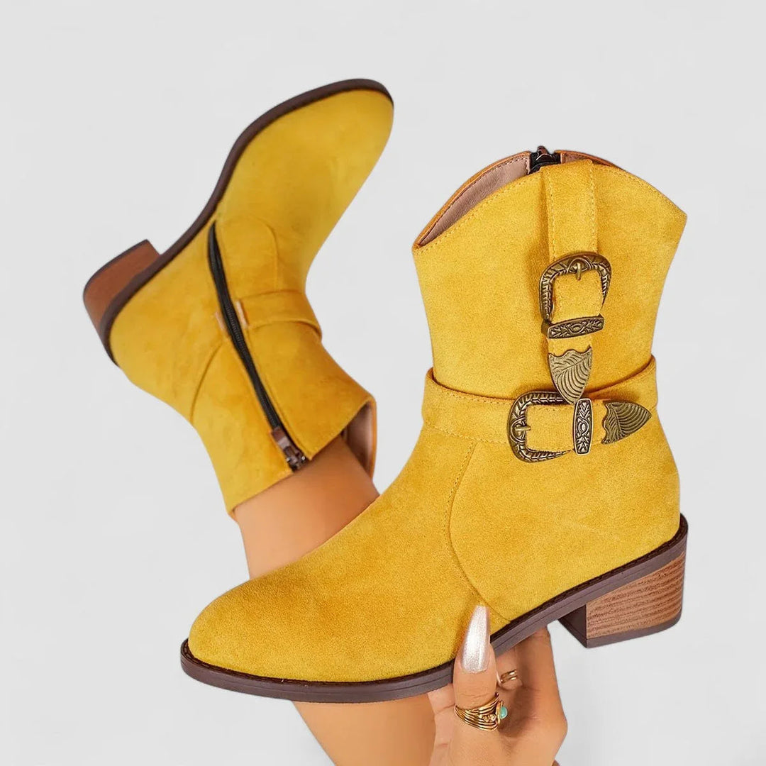 Rosa | Buckle Western Ankle Boots