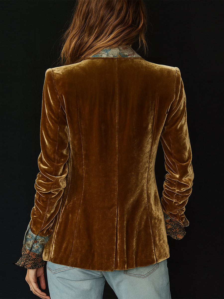 Rosamund | Floral Patchwork Velvet-Look Blazer