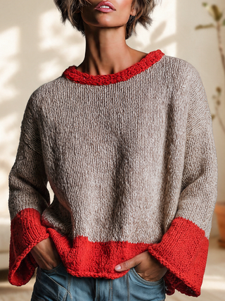 Rosetta | Flare-Sleeve Colour-Block Sweater