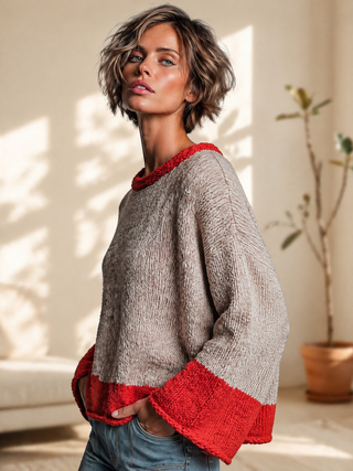Rosetta | Flare-Sleeve Colour-Block Sweater