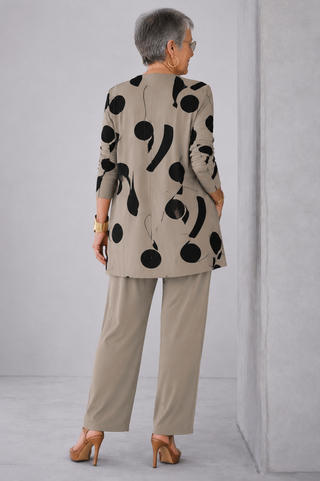 Shirley | Taupe Dot-Print Three-Piece Set