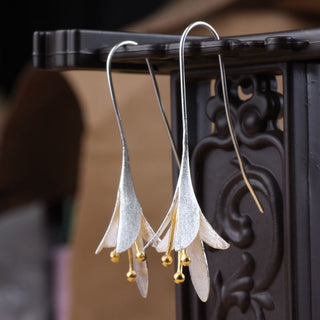 Silver Lily Drop Earrings