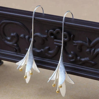 Silver Lily Drop Earrings